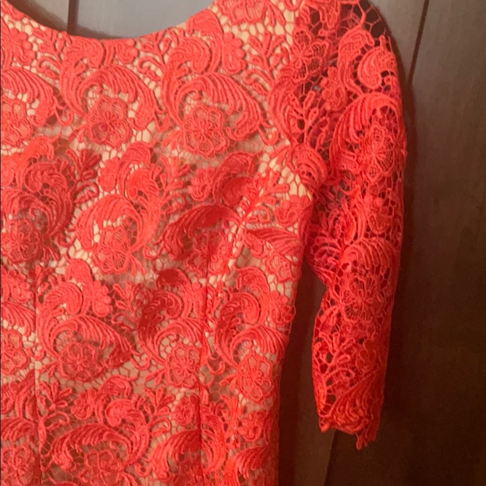 Orange lace dress 3/4 sleeve